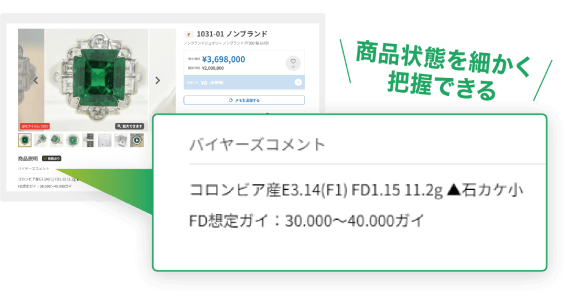 オークションのサンプル画面